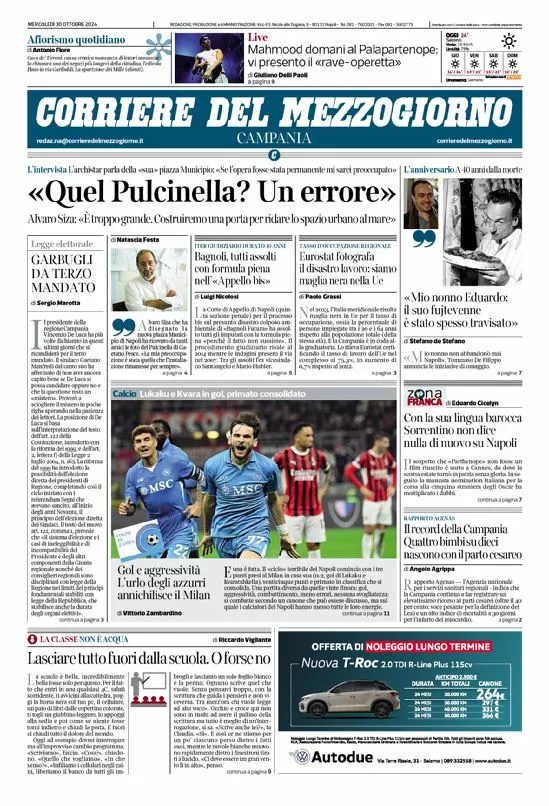 Prima-pagina-corriere del mezzogiorno-del-2024-10-30